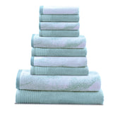 Cotton Marble and Solid Quick Dry 10 Piece Assorted Bathroom Towel Set