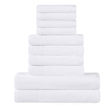 Cotton Marble and Solid Quick Dry 10 Piece Assorted Bathroom Towel Set