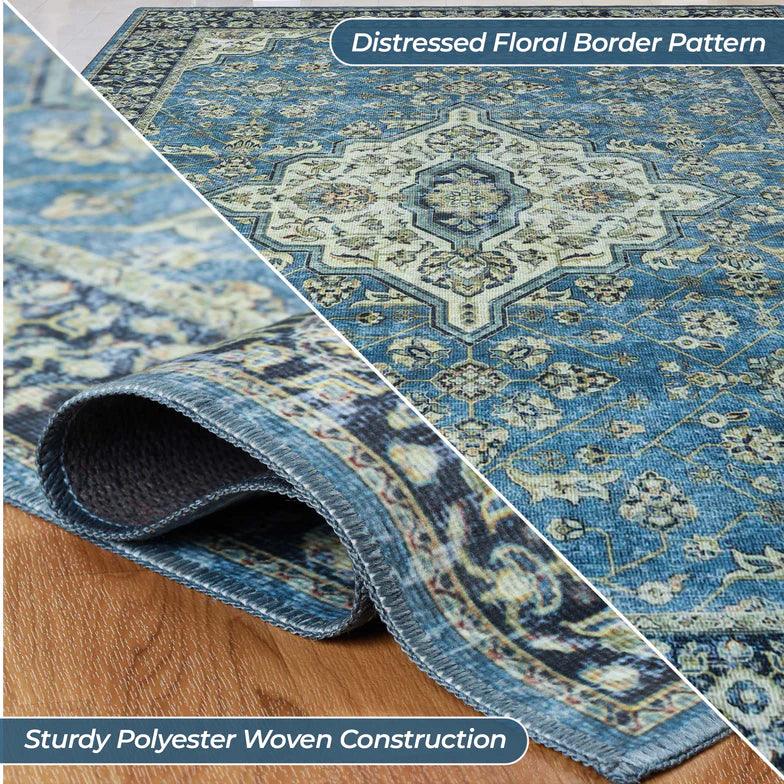 Classic Damask Medallion Border Washable Indoor Area Rug or Runner - Rugs by Superior - Superior 