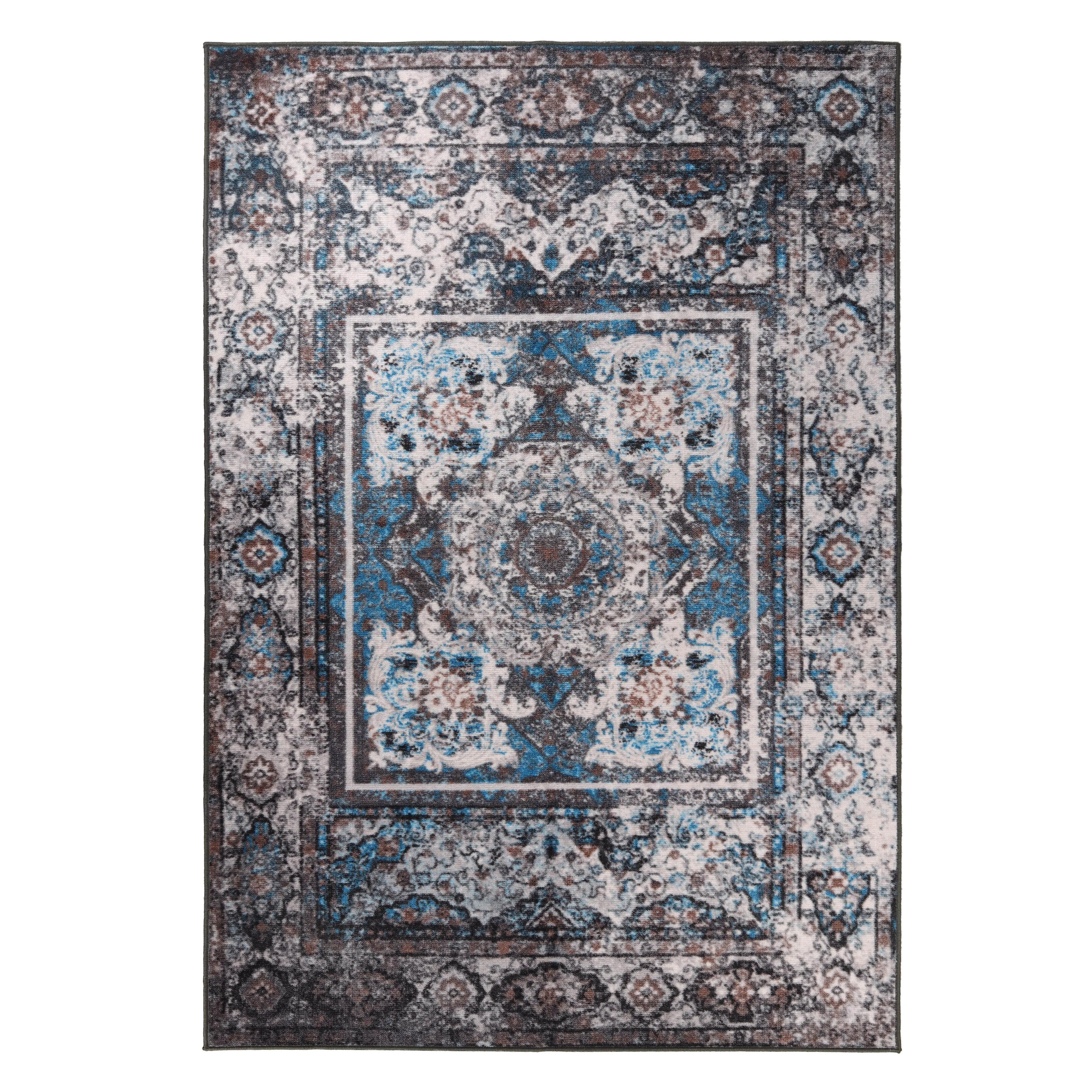 Ezra Vintage Medallion Non-Slip Washable Indoor Area Rug or Runner