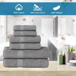 6 Piece Cotton Eco-Friendly Soft Absorbent Towel Set - Towel Set by Superior