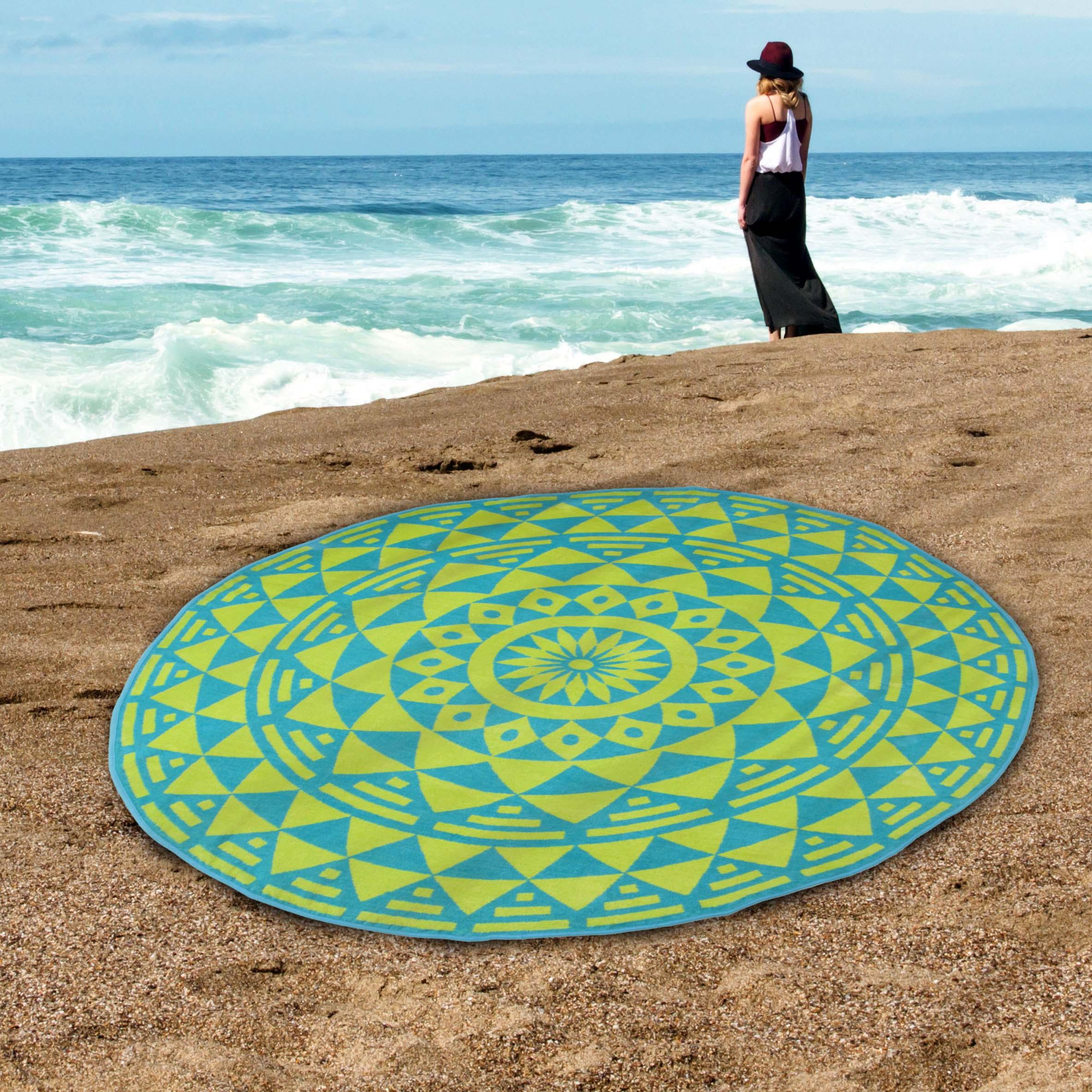 60" Round Cotton 2 Piece Beach Towel Set - Beach Towel by Superior