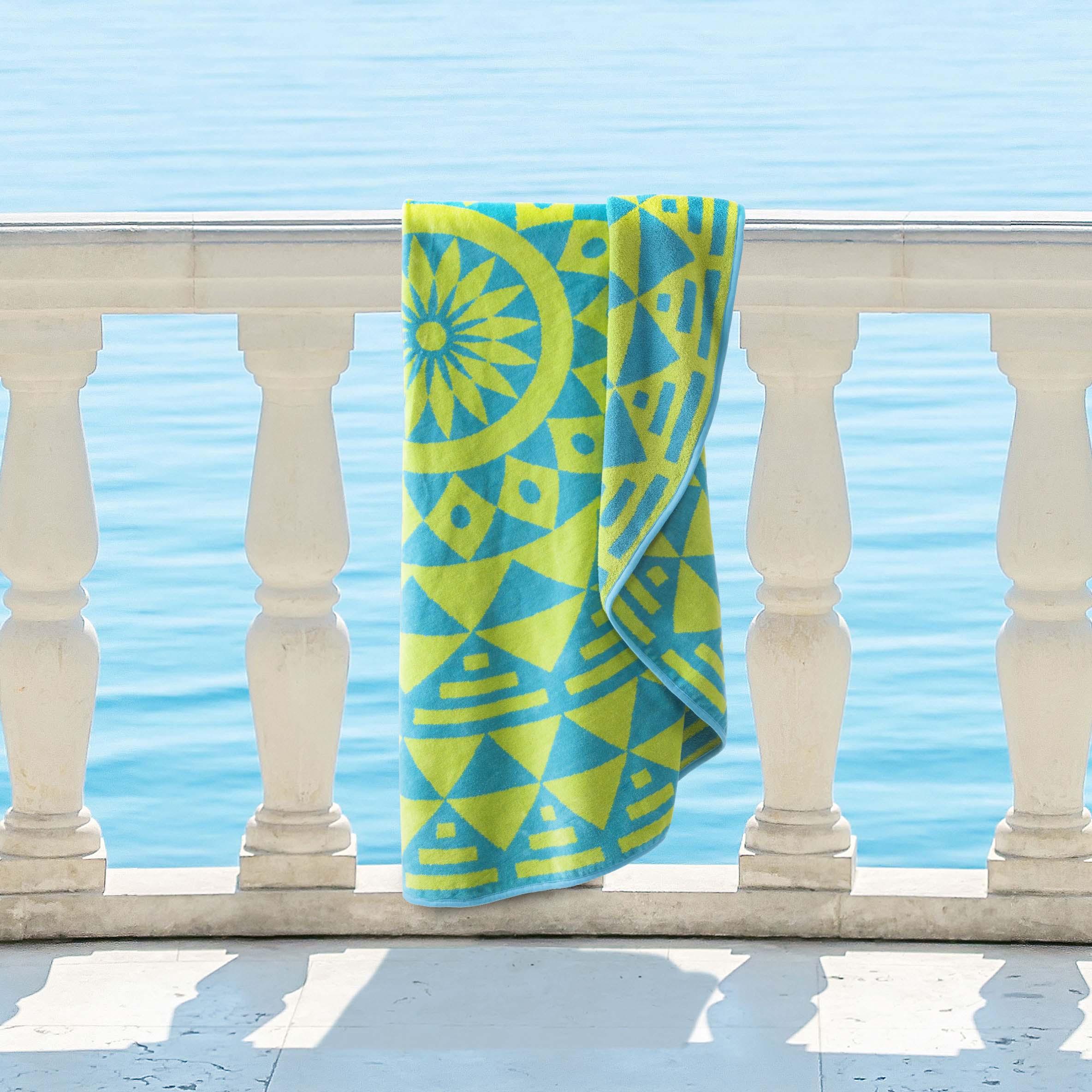 60" Round Cotton 2 Piece Beach Towel Set - Beach Towel by Superior