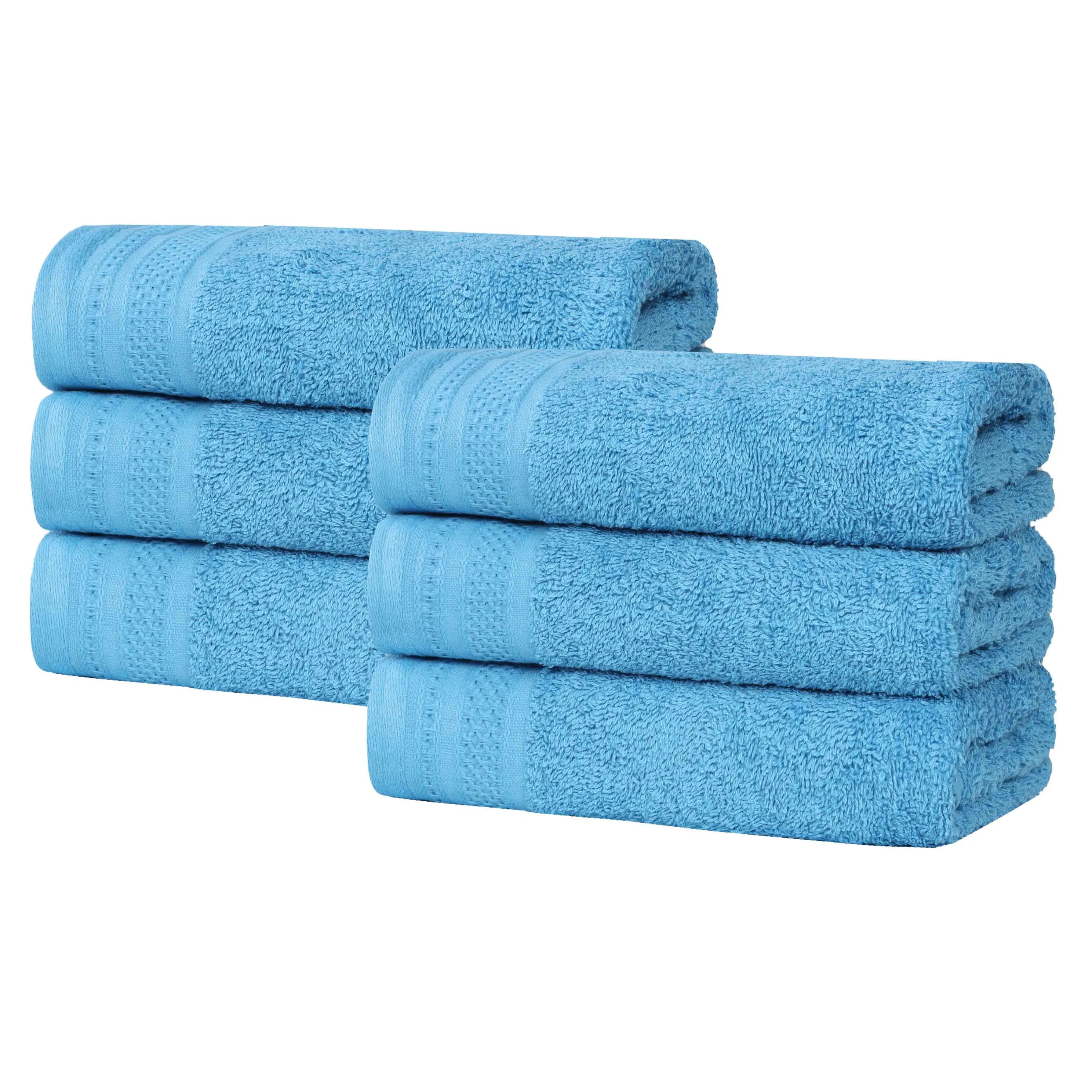 Honeycomb Textured Waffle Border Cotton Hand Towels, Set of 6 - Hand Towel by Superior