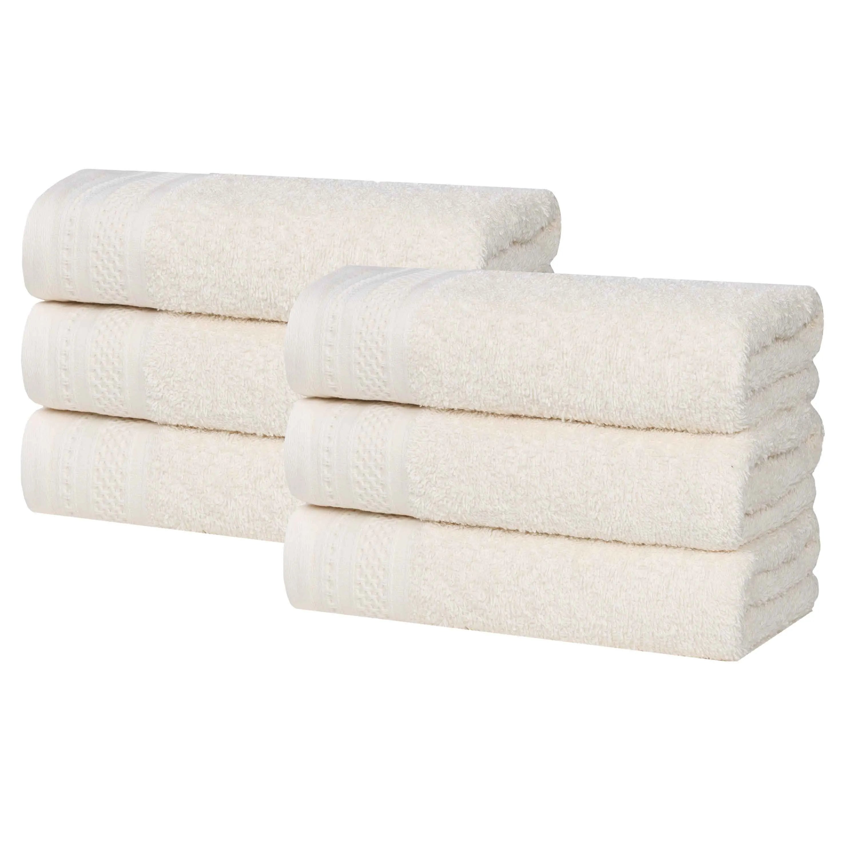 Honeycomb Textured Waffle Border Cotton Hand Towels, Set of 6 - Hand Towel by Superior