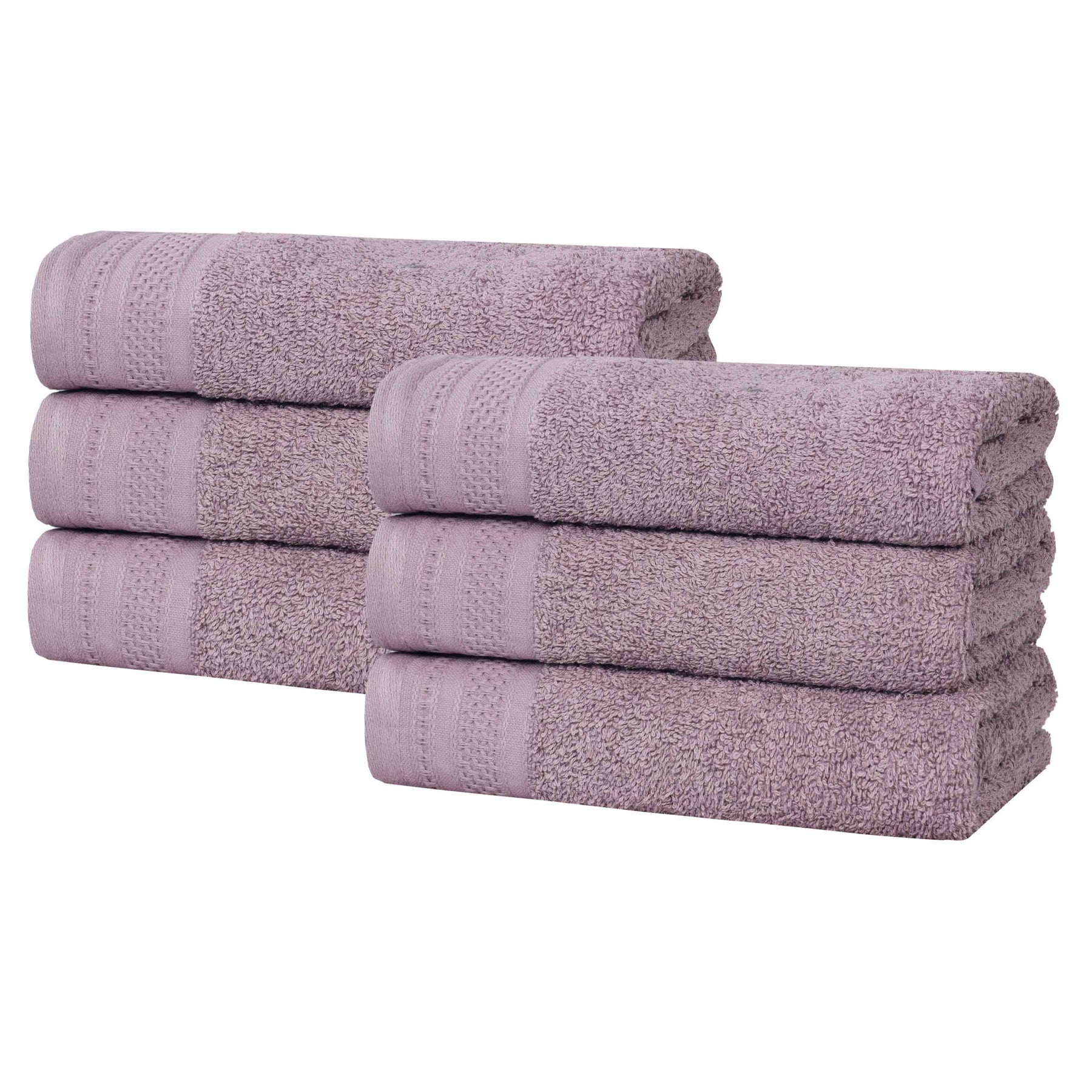 Honeycomb Textured Waffle Border Cotton Hand Towels, Set of 6