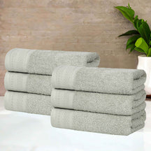 Honeycomb Textured Waffle Border Cotton Hand Towels, Set of 6