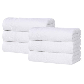 Honeycomb Textured Waffle Border Cotton Hand Towels, Set of 6