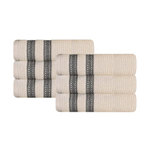 Zero Twist Cotton Ribbed Geometric Border Plush Hand Towel Set of 6 - Hand Towel by Superior - Superior 