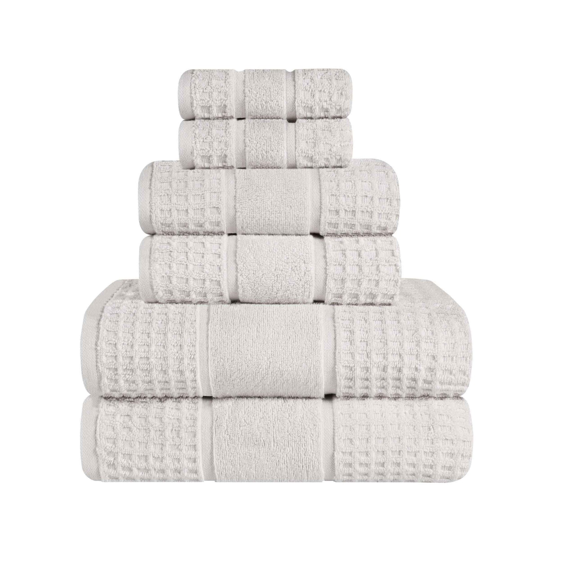 Superior Zero Twist Cotton Waffle Honeycomb Plush Hand Towel Set of 6