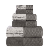 Lodie Cotton Jacquard Solid and Two-Toned 6 Piece Assorted Towel Set - Towel Set by Superior - Superior 