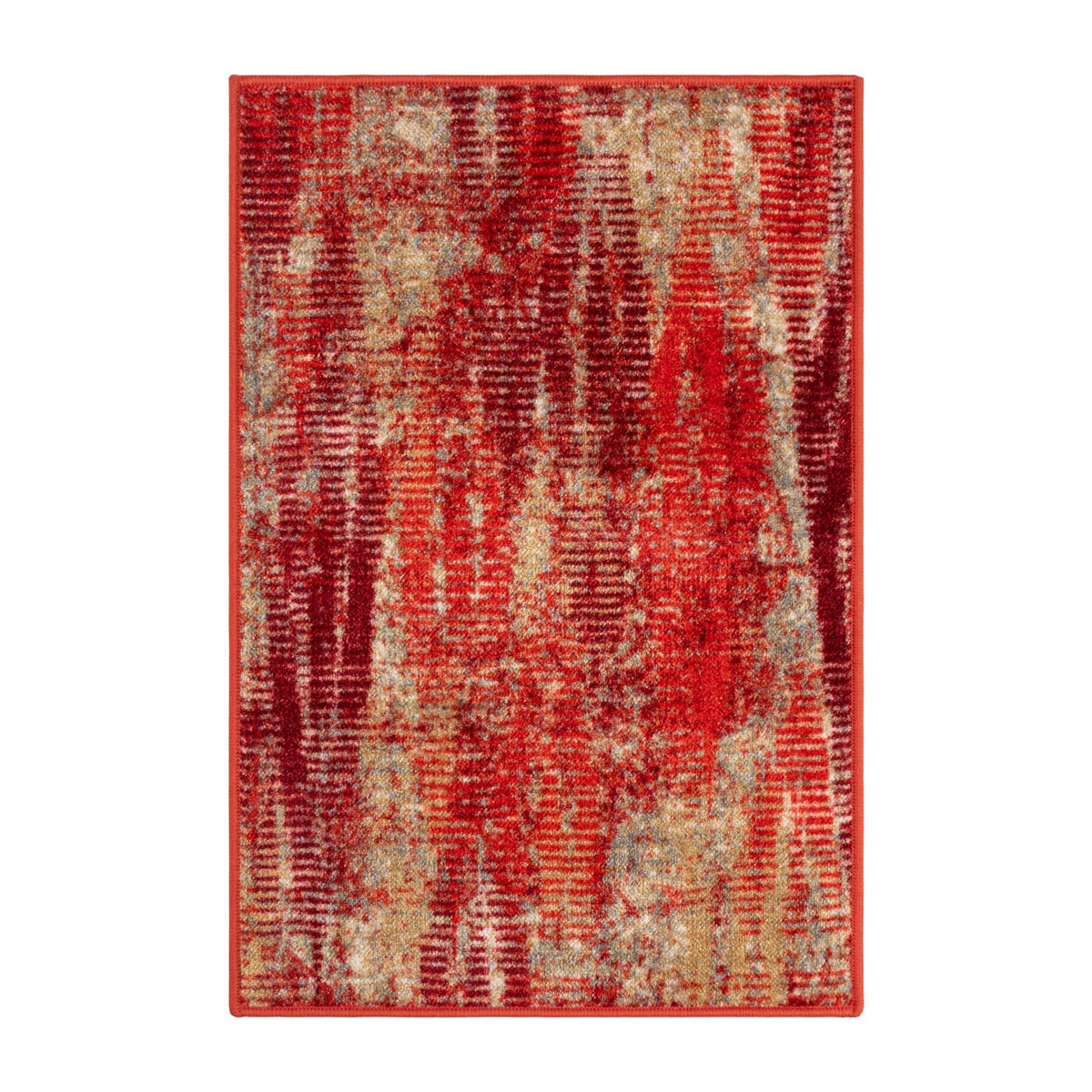 Brayton Modern Brushstrokes Non-Slip Washable Indoor Area Rug or Runner - Orange