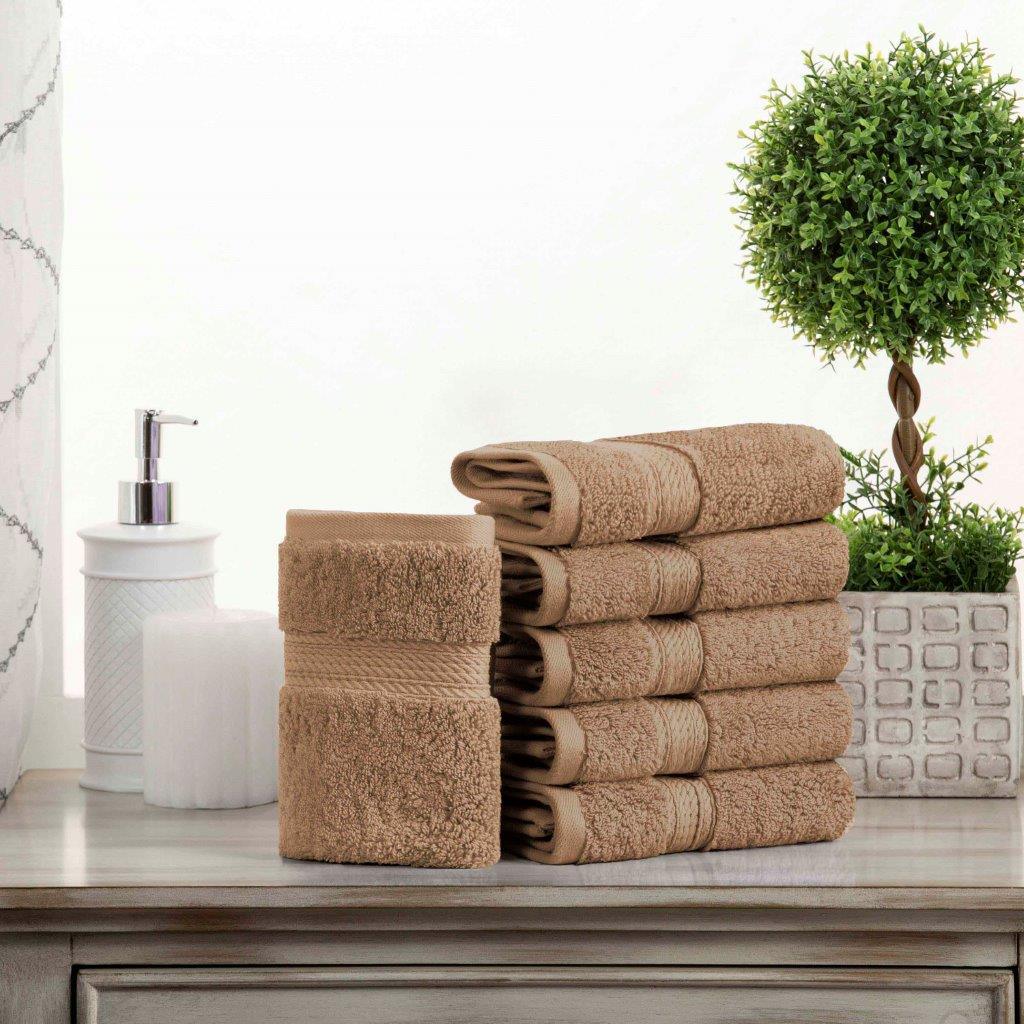 Egyptian Cotton Pile Heavyweight 6 Piece Face Towel Washcloth Set - Face Towel by Superior - Superior 