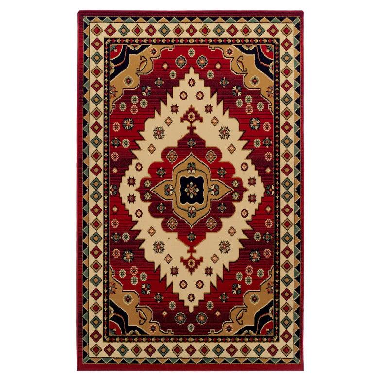 Aztec Southwestern Medallion Diamond Indoor Area Rugs or Runner Rug - Red