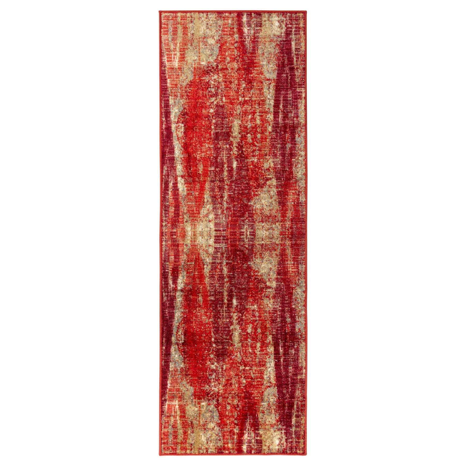 Brayton Modern Brushstrokes Non-Slip Washable Indoor Area Rug or Runner - Orange