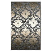 Geneva Medallion Scroll Non-Slip Washable Indoor Area Rug or Runner - NavyBlue-Cream