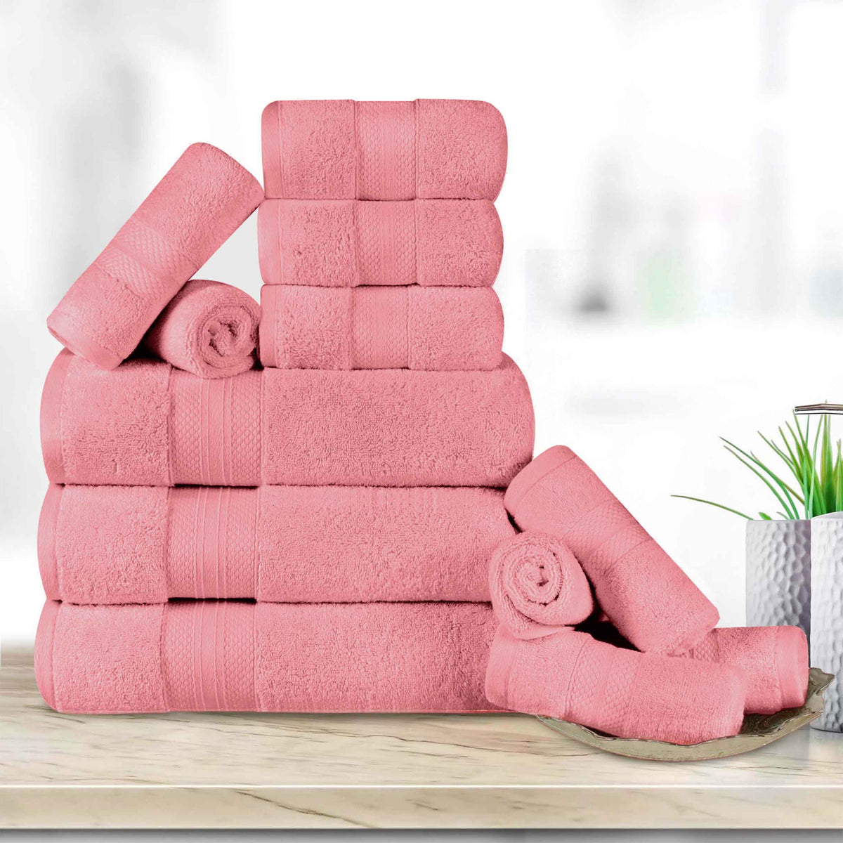 Turkish Cotton Highly Absorbent Solid 12 Piece Ultra Plush Towel Set