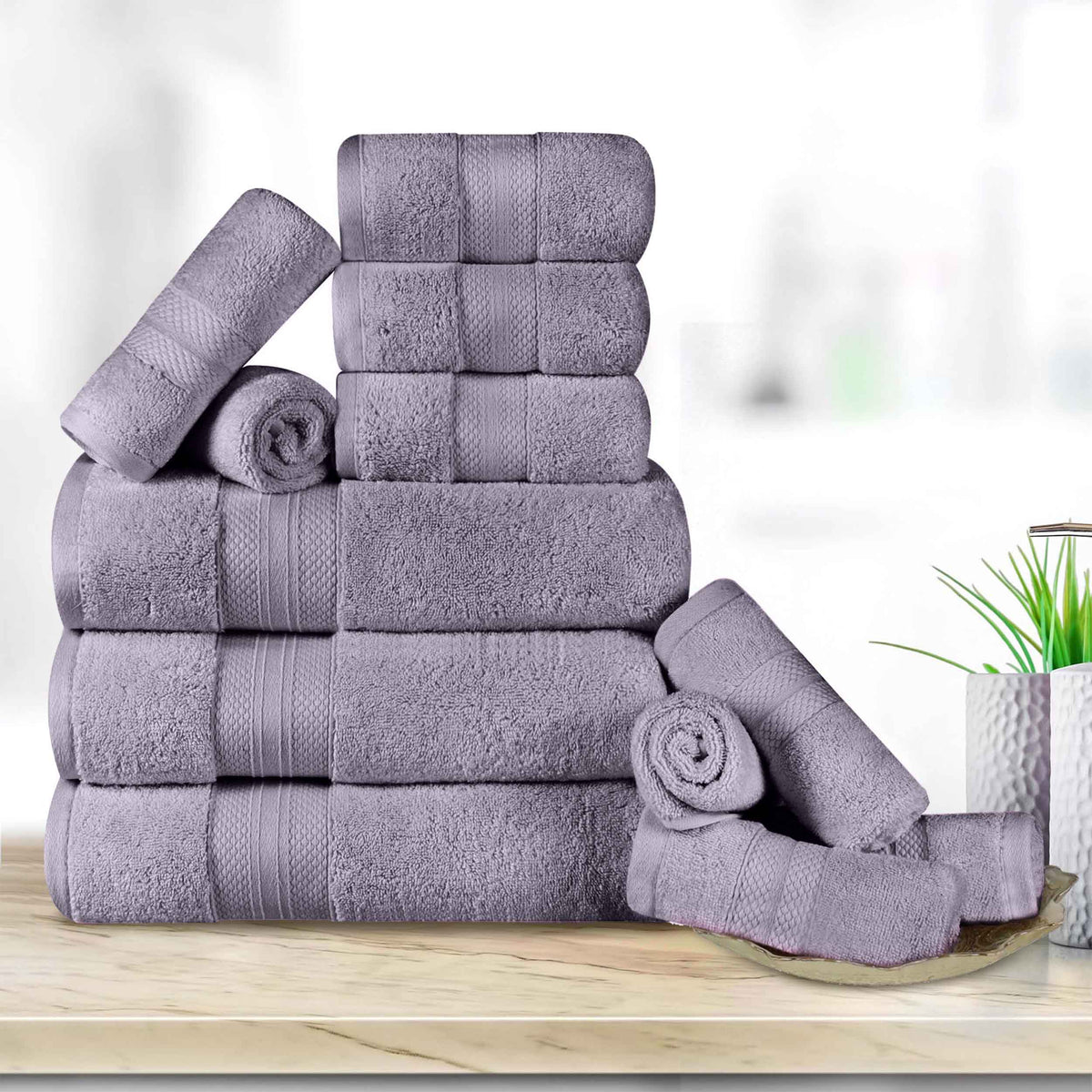 Turkish Cotton Highly Absorbent Solid 12 Piece Ultra Plush Towel Set