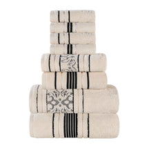 Sadie Zero Twist Cotton Floral Solid and Jacquard 8 Piece Towel Set - Towel Set by Superior - Superior 