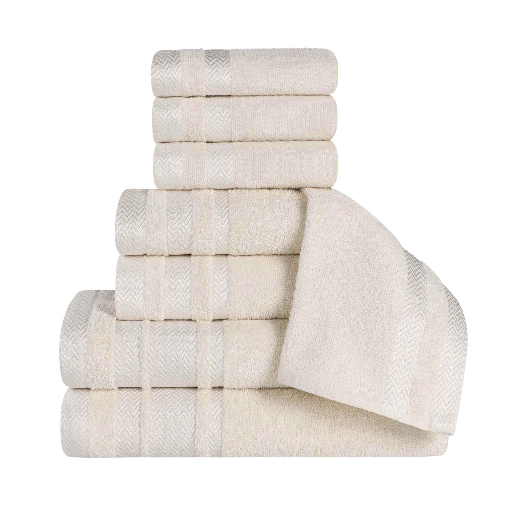 Hays Cotton Medium Weight 8 Piece Assorted Bathroom Towel Set - Ivory