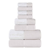 Lodie Cotton Jacquard Solid and Two-Toned 8 Piece Assorted Towel Set - Towel Set by Superior - Superior 