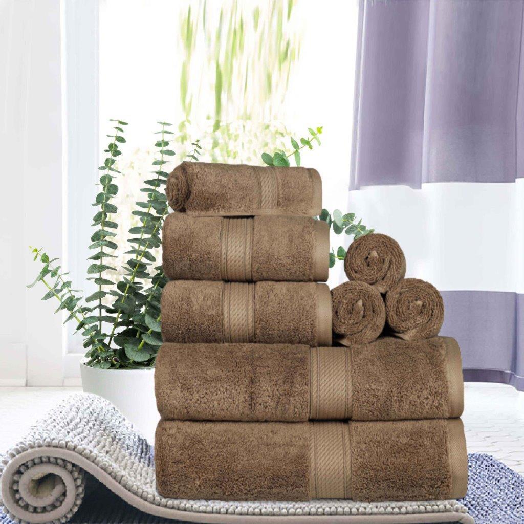 Egyptian Cotton Pile 8 Piece Ultra Plush Solid Towel Set - Towel Set by Superior - Superior 