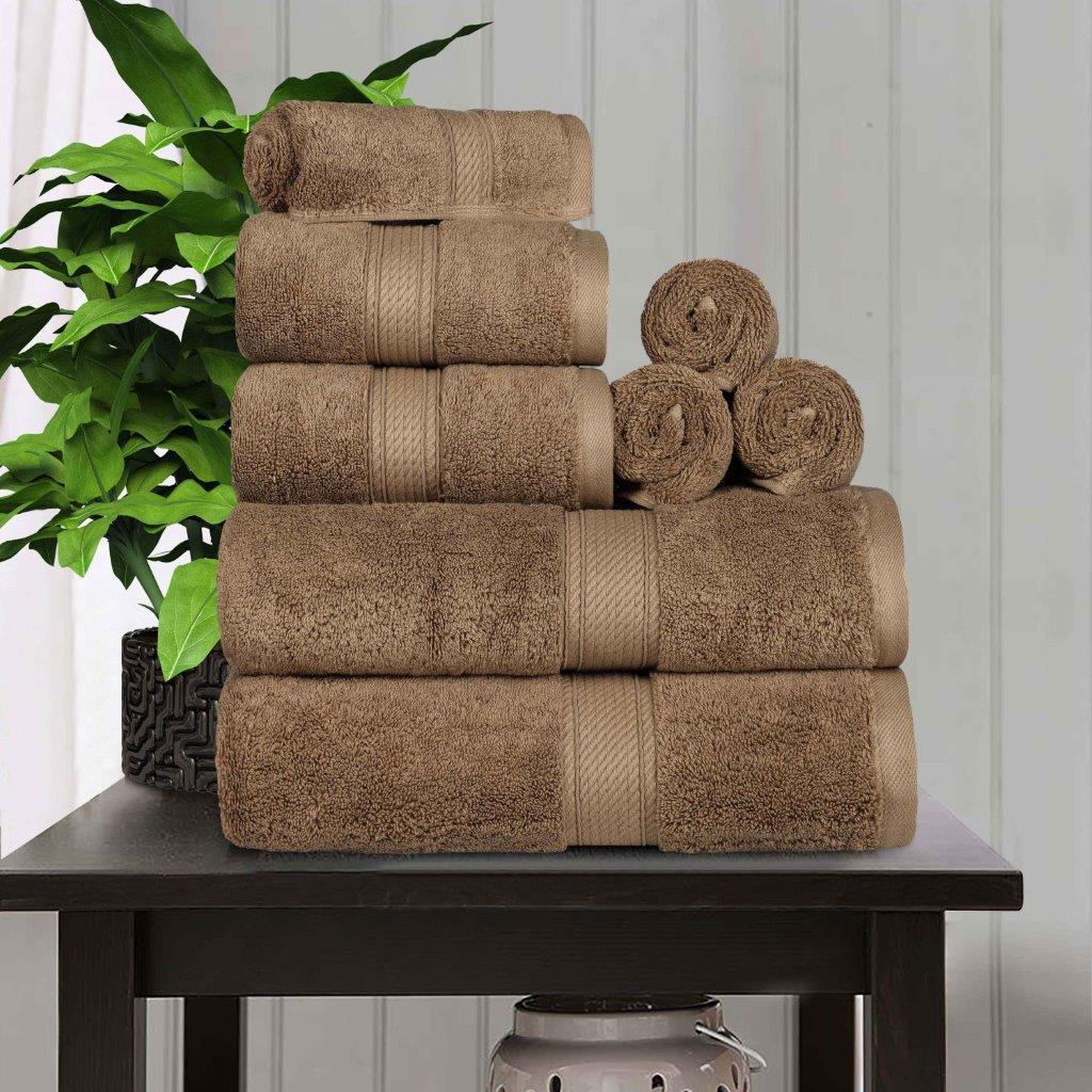 Egyptian Cotton Pile 8 Piece Ultra Plush Solid Towel Set - Towel Set by Superior - Superior 