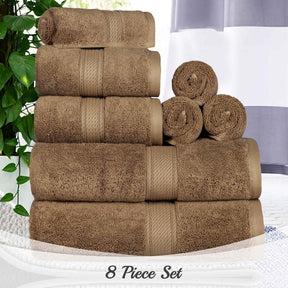 Egyptian Cotton Pile 8 Piece Ultra Plush Solid Towel Set - Towel Set by Superior - Superior 