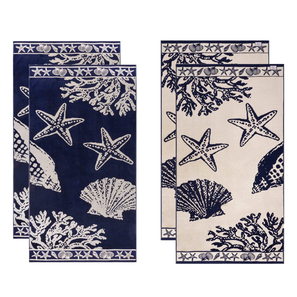 Seacoast Oversized 4 Piece Beach Towel Set - Beach Towel by Superior - Superior 