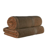 Egyptian Cotton Pile Absorbent 2 Piece Plush Solid Bath Sheet Set - Chocolate