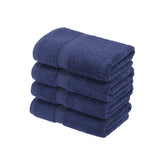 Egyptian Cotton Pile Absorbent Solid 4 Piece Hand Towel Set - NavyBlue