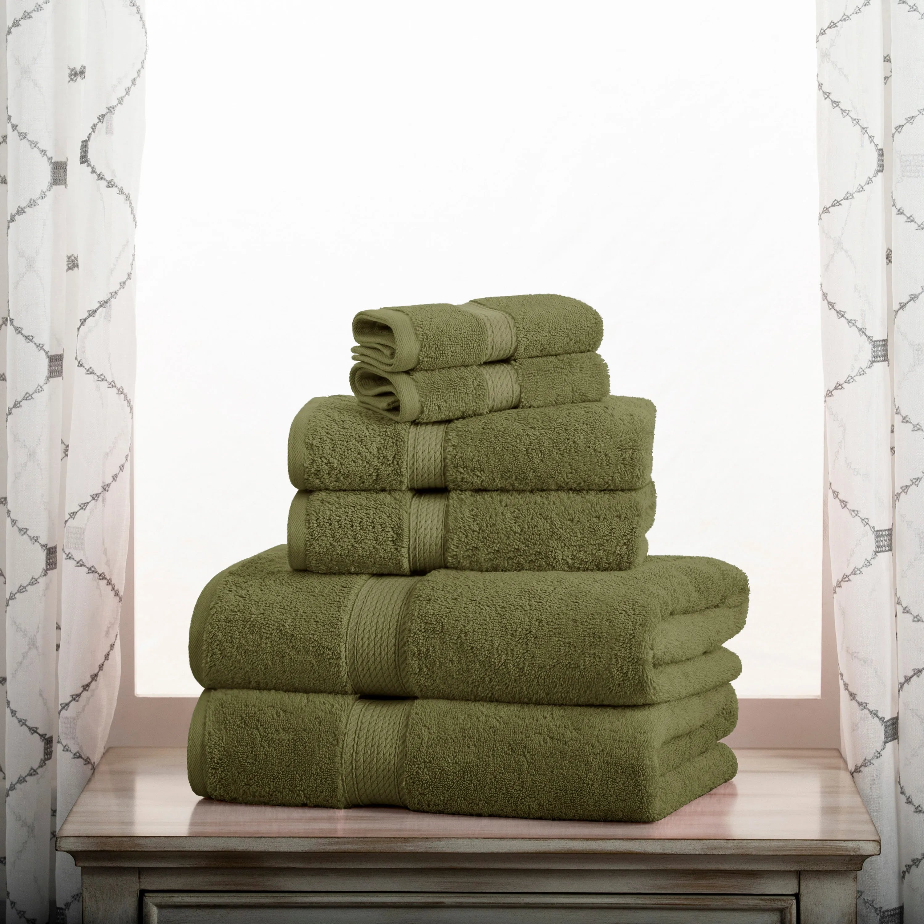 Madison Egyptian Cotton Pile Plush Heavyweight 6 Piece Towel Set