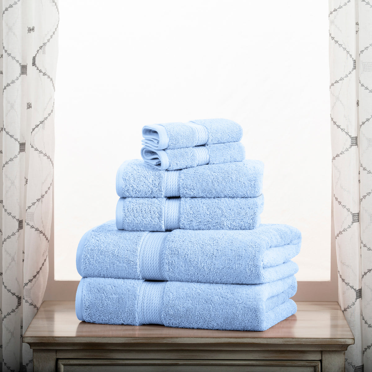 Buy Ultra Soft 100% Cotton 6-Piece Bath Towel Set (Light Blue