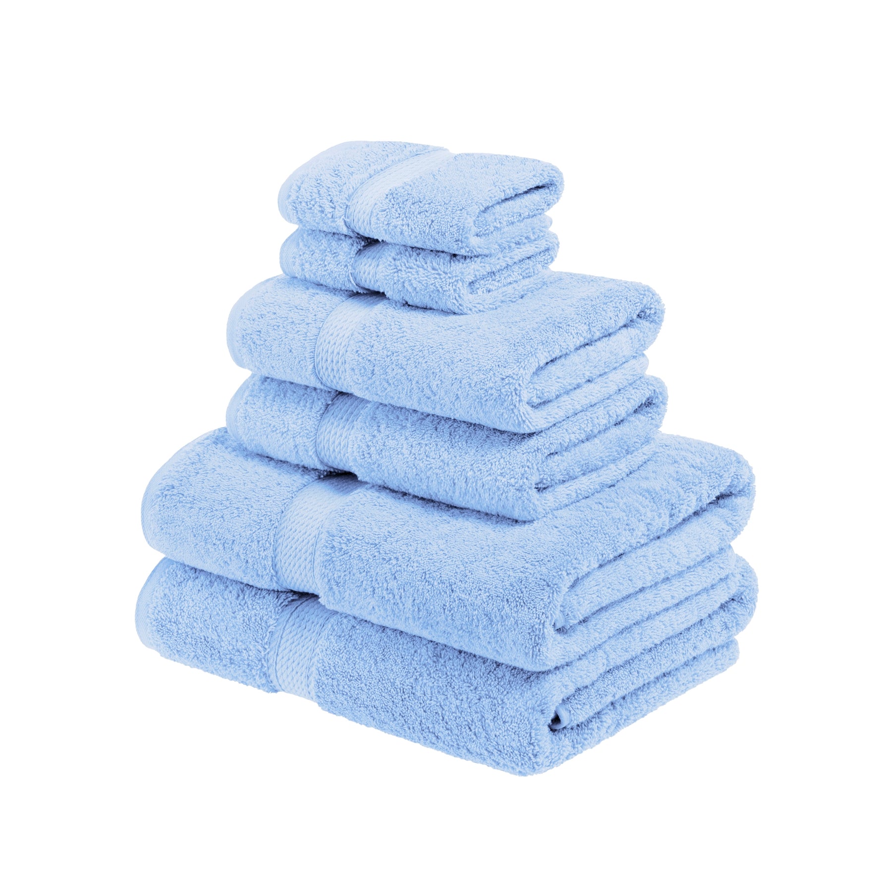 FRESHFOLDS 6-Piece Blue Turkish Cotton Premium Absorbet Bath Towel Set  GB10787 - The Home Depot