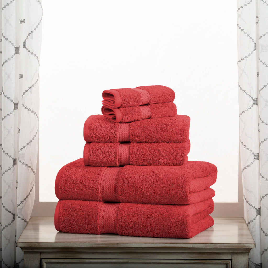 Egyptian Cotton Plush Heavyweight Absorbent Luxury 9 Piece Towel Set Red