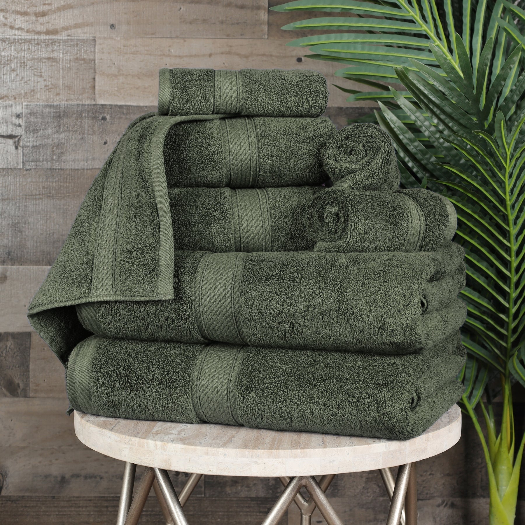Superior Egyptian Cotton Pile Absorbent 8 Piece Solid Towel Set