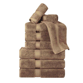 Egyptian Cotton Pile Plush Heavyweight Absorbent 9 Piece Towel Set - Latte