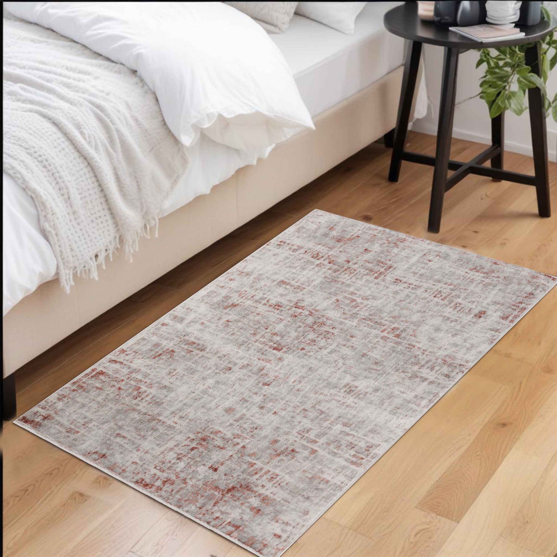 Acer Distressed Abstract Modern Indoor Area Rug or Runner - Rust