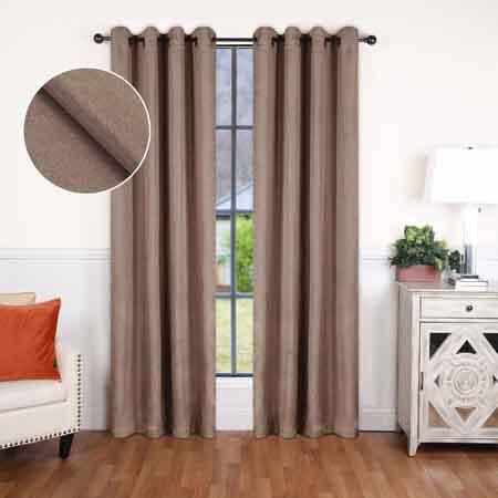 Linen Pattern Washable Room Darkening Blackout Curtain Set 52" - Acorn