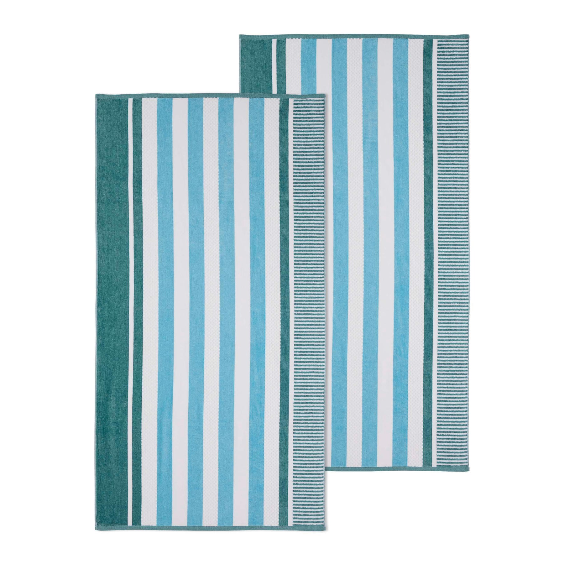 Cotton Oversized Striped 2 Piece Beach Towel - AeroBlue