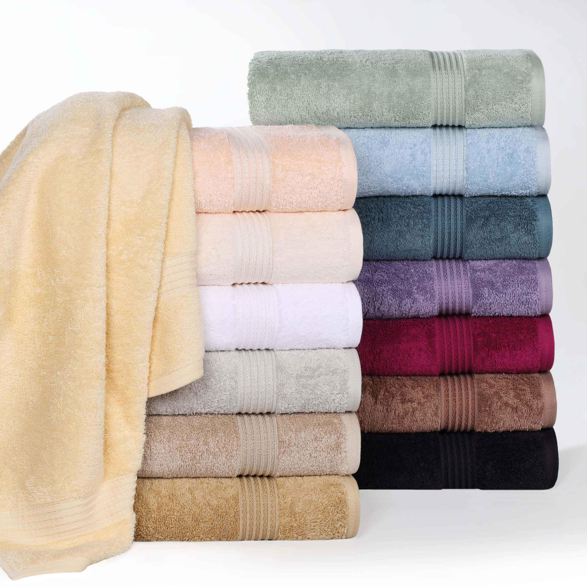 Egyptian Cotton Highly Absorbent Solid 4 Piece Bath Towel Set - Bath Towel by Superior - Superior 