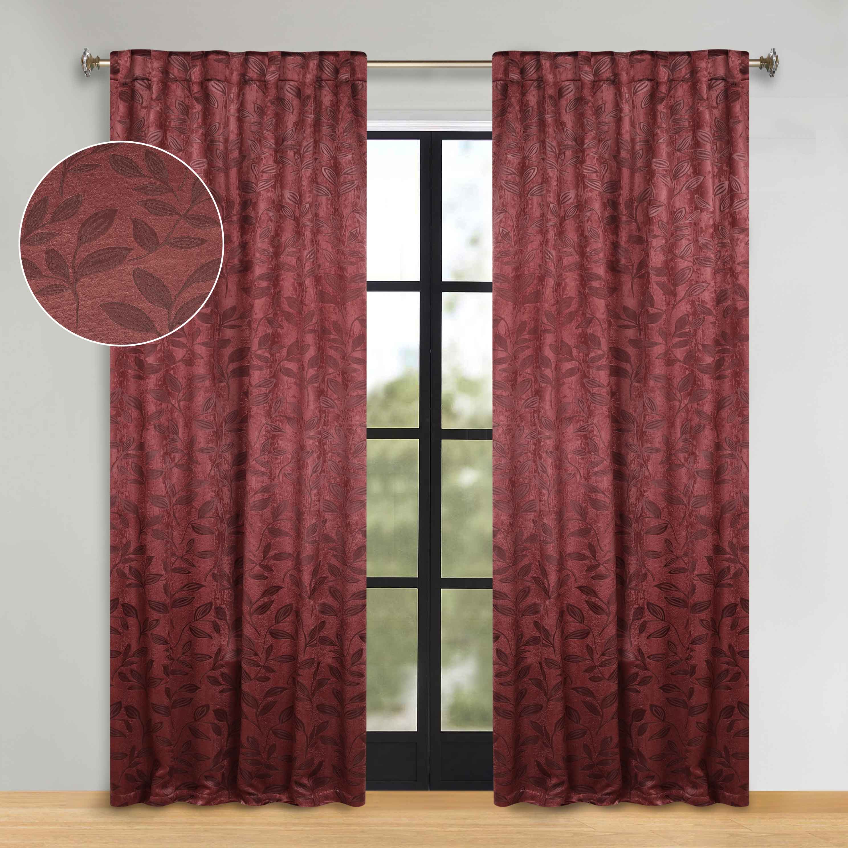 Leaves Room Darkening Back Tabs Blackout Curtain Panels, Set of 2 - Blackout Curtains by Superior