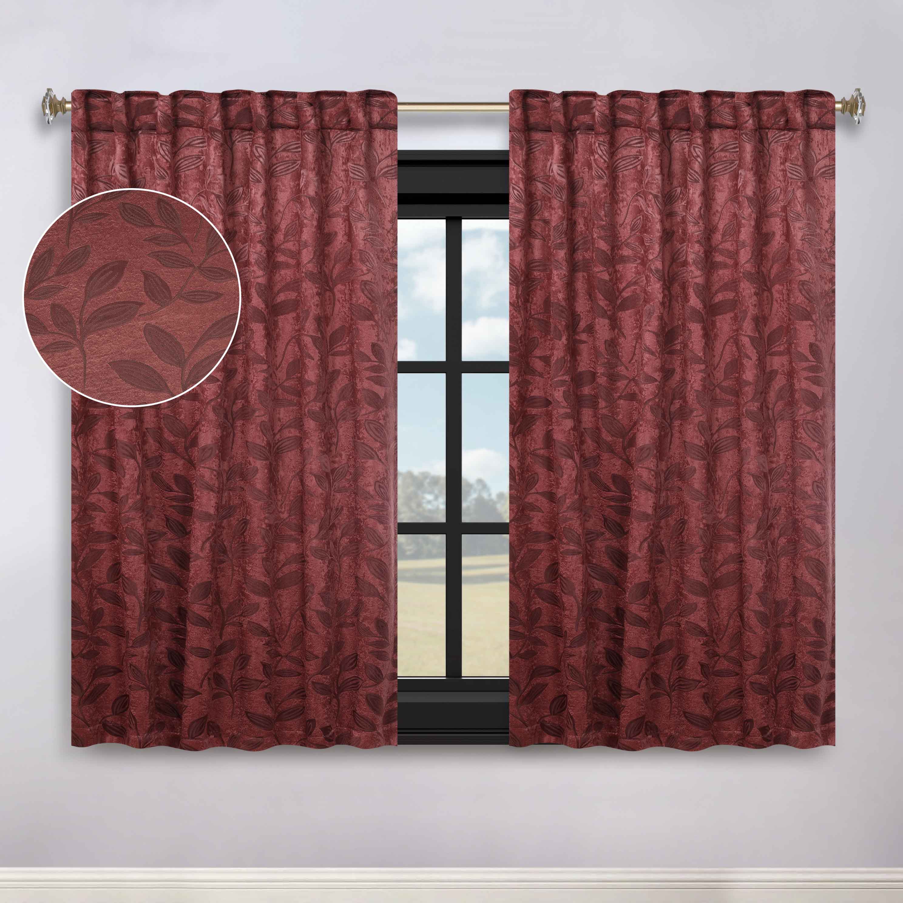 Leaves Room Darkening Back Tabs Blackout Curtain Panels, Set of 2 - Blackout Curtains by Superior