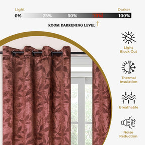 Leaves Machine Washable Room Darkening Blackout Curtains, Set of 2 - AntiqueCopper