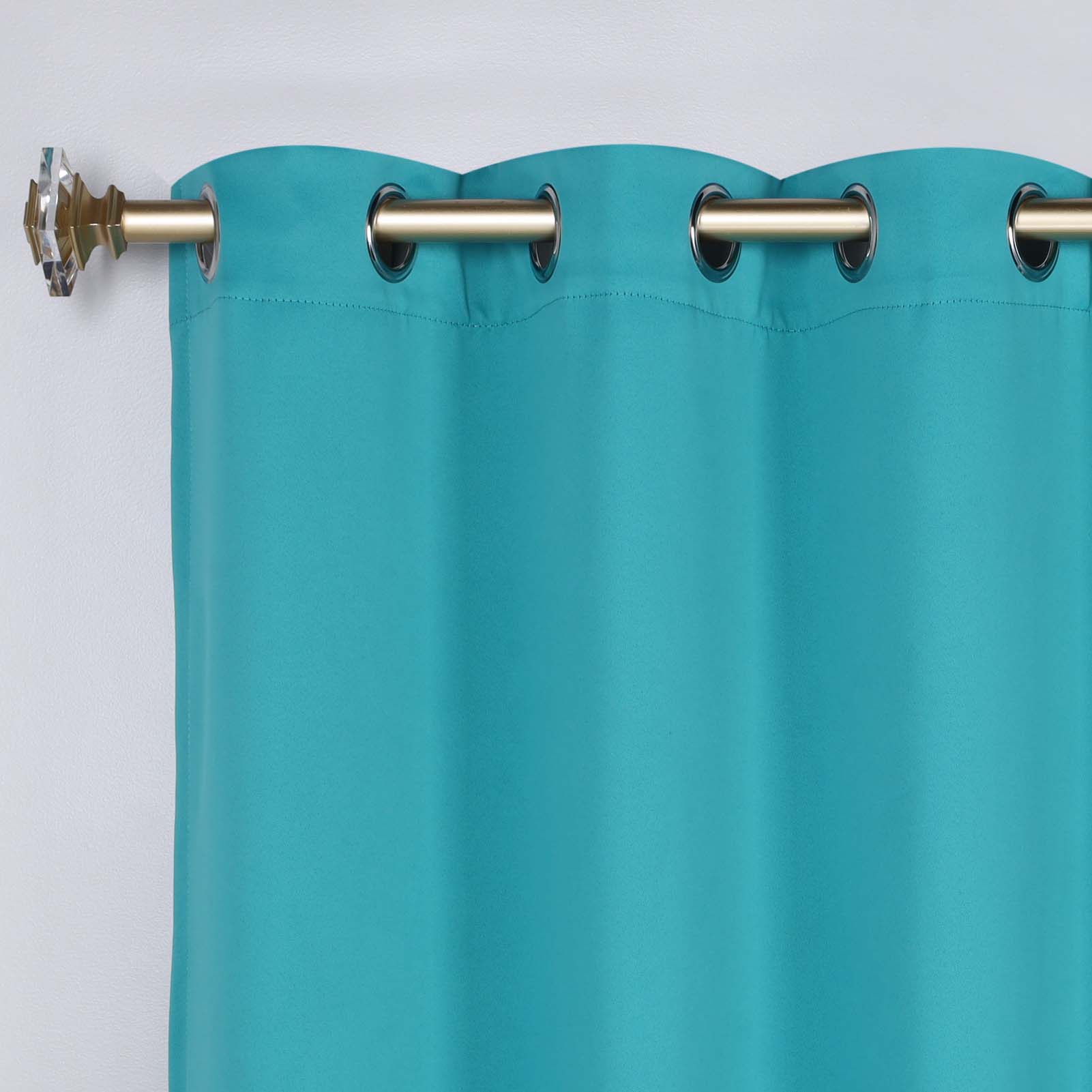 Classic Modern Solid Room Darkening Blackout Curtain Panels, Set of 2 - Aqua