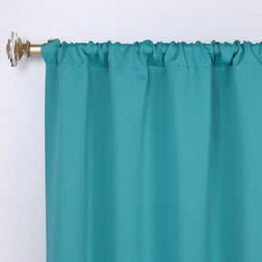 Solid Room Darkening Rod Pocket Blackout Curtain Panels, Set of 2 - Aqua