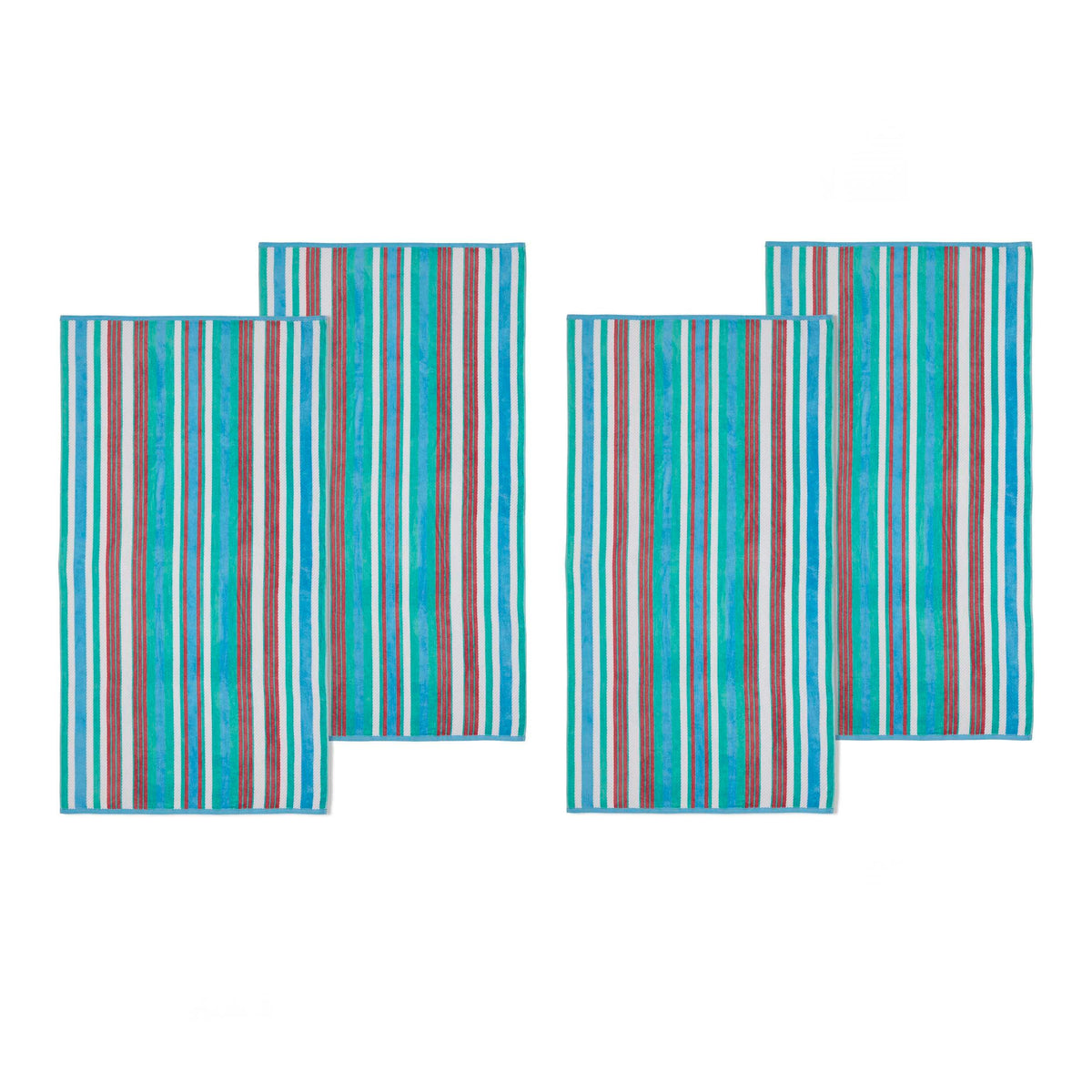 4 Piece Cotton Rope Textured Striped Oversized Beach Towel Set - Beach Towel by Superior - Superior 