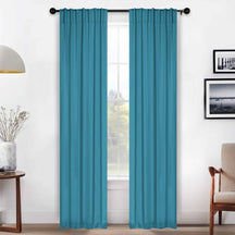 Solid Room Darkening Blackout Curtain Panels, Back Tabs, Set of 2 - Aqua