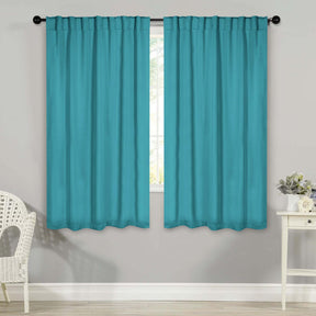 Solid Room Darkening Blackout Curtain Panels, Back Tabs, Set of 2 - Aqua