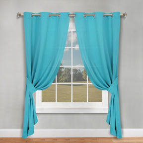 Classic Modern Solid Room Darkening Blackout Curtain Panels, Set of 2 - Aqua